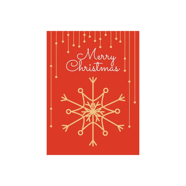 메리 크리스마스, 눈송이가 달린 미니멀리즘 카드 화려 한 디자인 — 스톡 벡터
