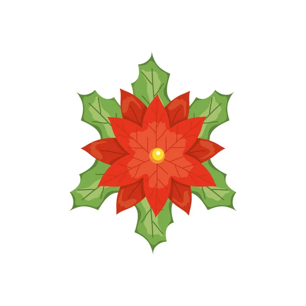 Ícone de Natal vermelho Poinsettia — Vetor de Stock