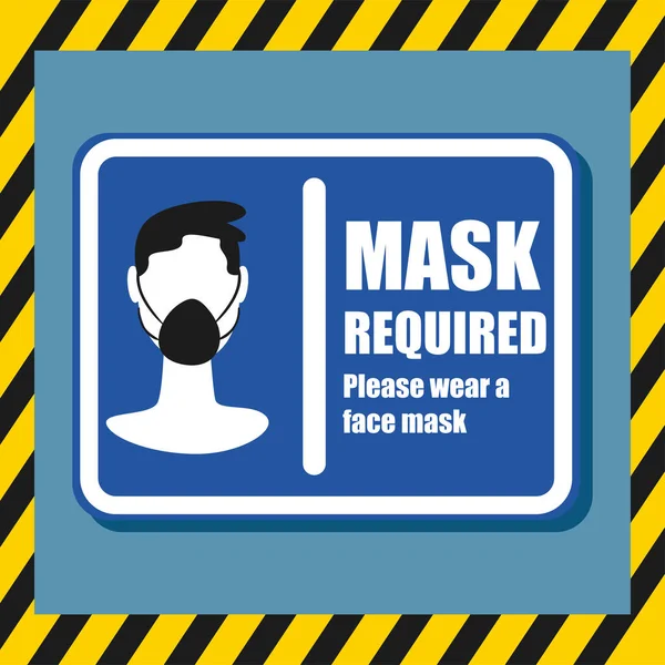 Mask required design man using facemask in road sign vector design — 스톡 벡터