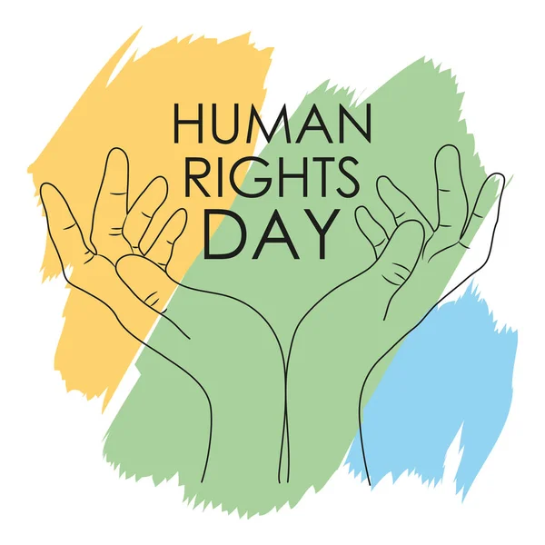 Kolorowy projekt dzień praw człowieka z ikoną otwartych rąk — Wektor stockowy
