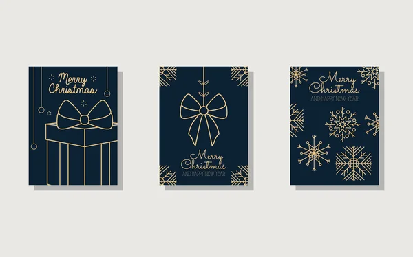 Tarjetas minimalistas de Navidad con elementos decorativos, diseño colorido — Archivo Imágenes Vectoriales