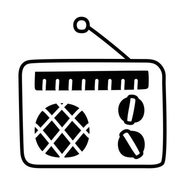 Retro radyo simgesi, siluet biçimi