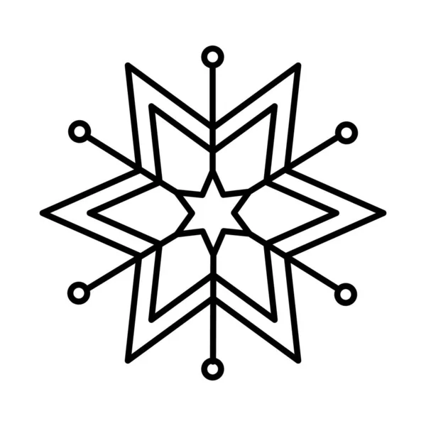 Estrella copo de nieve icono, estilo de línea — Vector de stock