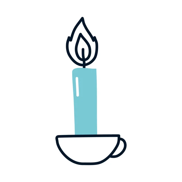 Candle on a mug icon, half line half color style — Stock Vector