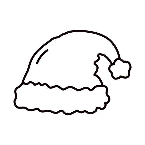 Икона рождественской шляпы, стиль линии — стоковый вектор