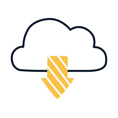 İndirme oku ile bulut depolama, yarı satır yarı renk biçimi