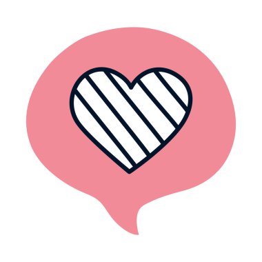 kalp simgesi ile konuşma balonu, yarı çizgi yarı renk tarzı