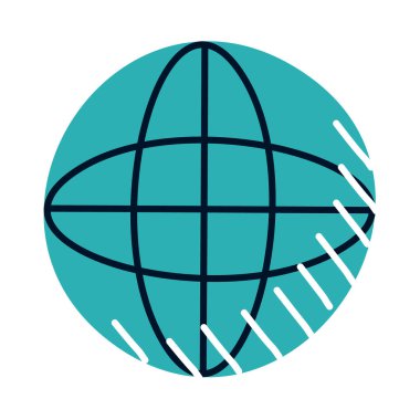 küresel küre simgesi, yarı çizgi yarı renk