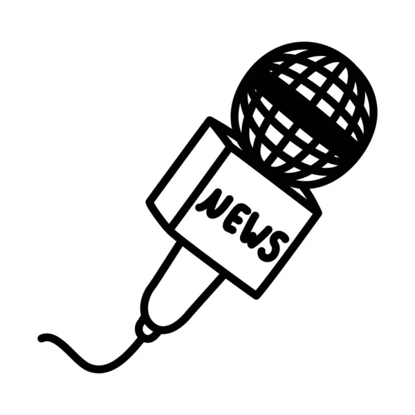 Ícone de microfone de notícias, estilo silhueta —  Vetores de Stock