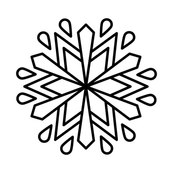 Εικόνα διακοσμητικής νιφάδας χιονιού, στυλ γραμμής — Διανυσματικό Αρχείο