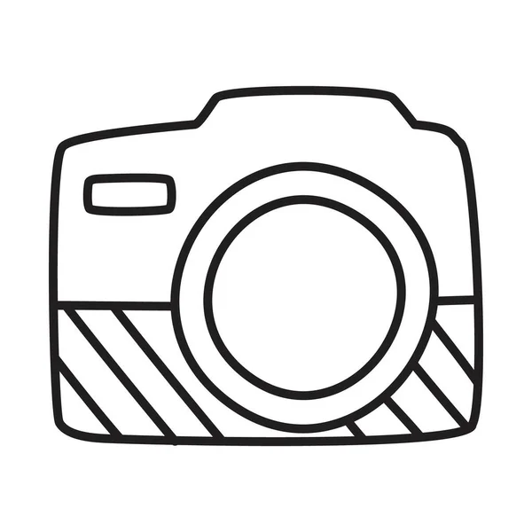 Photographic camera icon, line style — Stock Vector