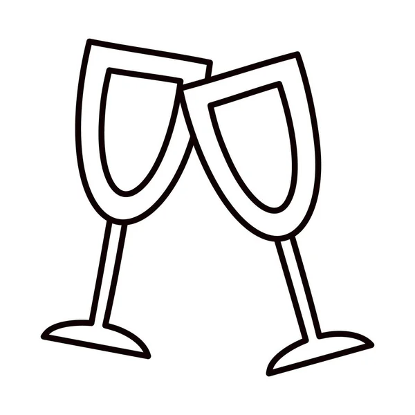 Ikona sklenice šampaňského, styl čáry — Stockový vektor