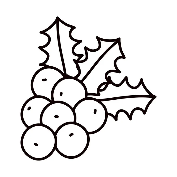 Icono de la baya de acebo, estilo de línea — Vector de stock