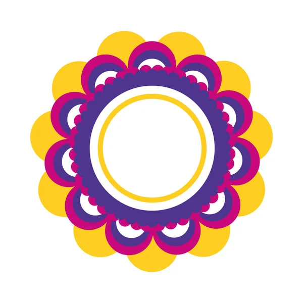 Декоративна індійська кругла рамка значок, барвистий дизайн — стоковий вектор
