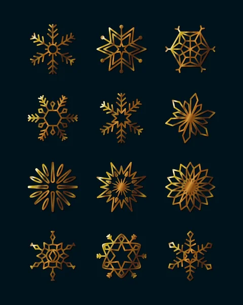 Winter sneeuwvlokken icon set, gradiënt stijl — Stockvector