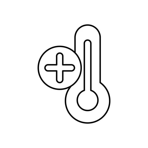 Termometro con simbolo più icona, stile linea — Vettoriale Stock