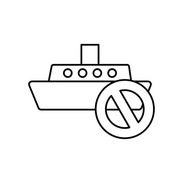 禁止船舶图标,线条样式 — 图库矢量图片