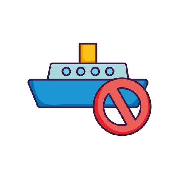 A hajó ikonjának tilalma, lapos stílusban — Stock Vector