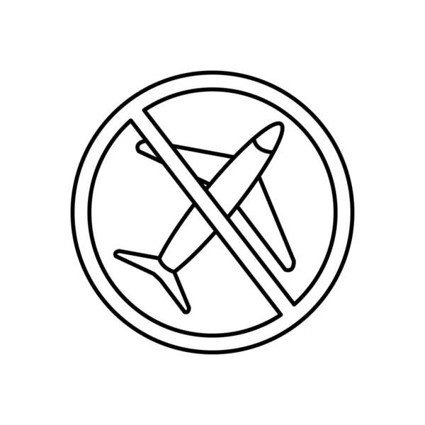 Verbotsschild mit Flugzeug-Symbol, Linienstil — Stockvektor