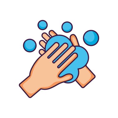 Elleri sabunlu, düz stil.