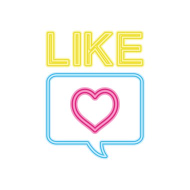 Kalp simgesi olan neon tabela gibi, renkli tasarım