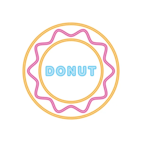 Donut Leuchtreklame Symbol, buntes Design — Stockvektor