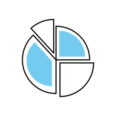 Pasta grafiği simgesi, yarım çizgi yarı renk