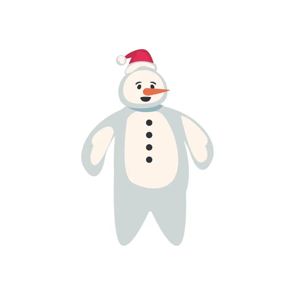 Słodkie bałwan z Boże Narodzenie kapelusz na białym tle — Wektor stockowy
