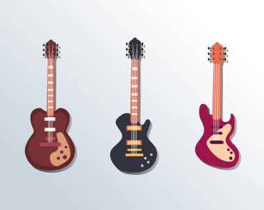 gitar enstrümanları düz biçim sembol set vektör tasarımı