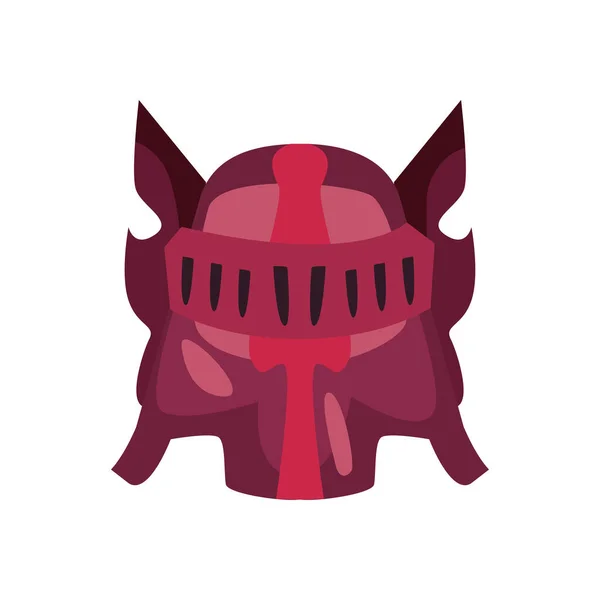 Casco de armadura de videojuegos de color rojo sobre fondo blanco — Vector de stock