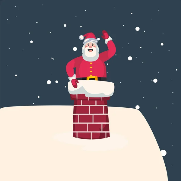 크리스마스, 옥상에서 눈이 내리는 산타 클라우스 — 스톡 벡터