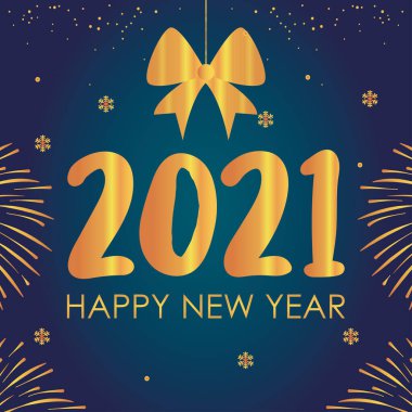 Dekoratif yay ve havai fişeklerle mutlu yeni yıl tasarımı