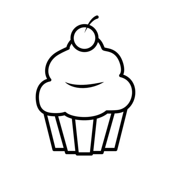 Dulce cupcake icono, estilo de línea — Vector de stock