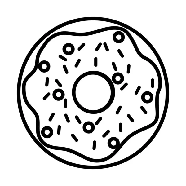 Икона сладкого пончика, стиль линии — стоковый вектор