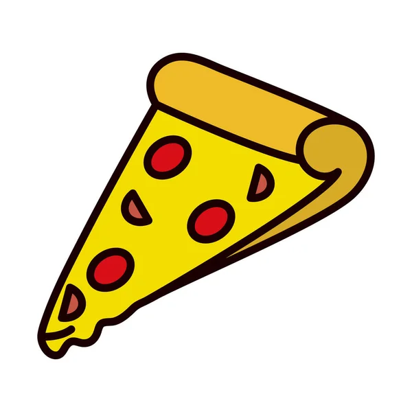 Pizza slice εικονίδιο, γραμμή και στυλ πλήρωσης — Διανυσματικό Αρχείο