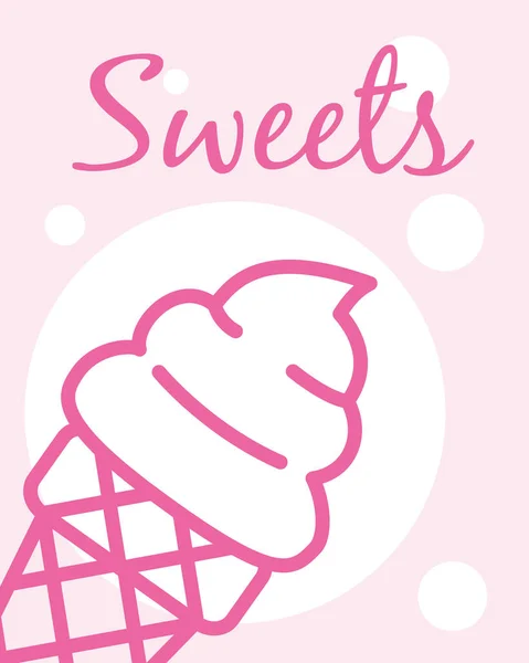 Sweets design with ice cream icon, line style — Stock Vector