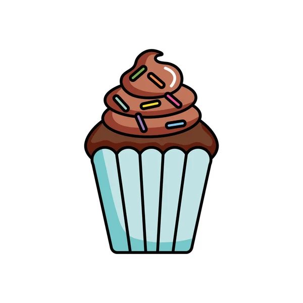 Schokoladen-Cupcake-Ikone, buntes Design — Stockvektor