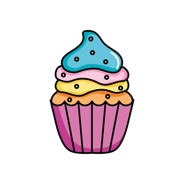 Bunte Cupcake-Ikone, flacher Stil — Stockvektor
