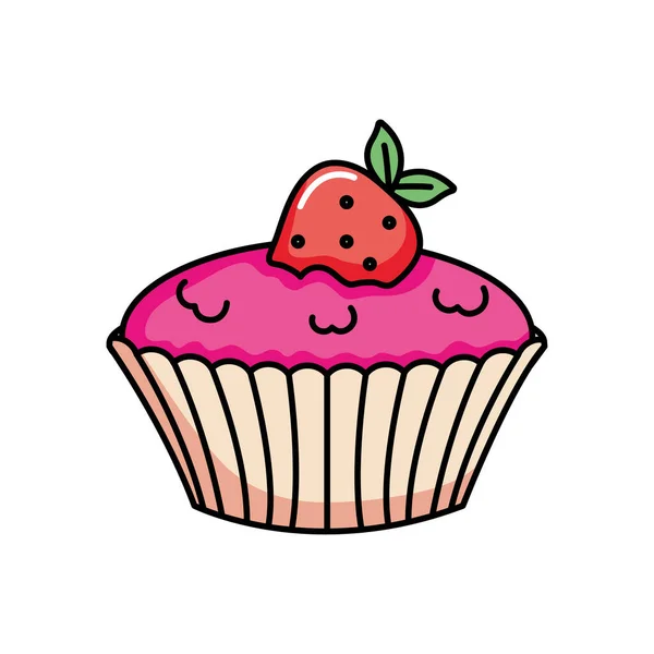 Icône de cupcake aux fraises, design coloré — Image vectorielle