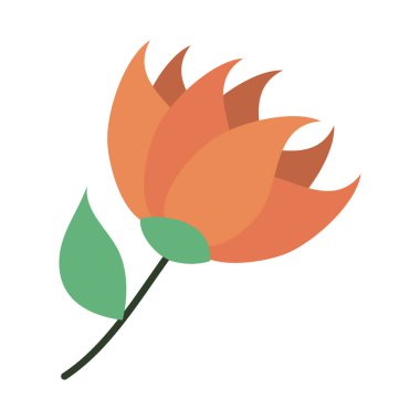 Tropikal çiçek simgesi, yarı çizgi yarı renk