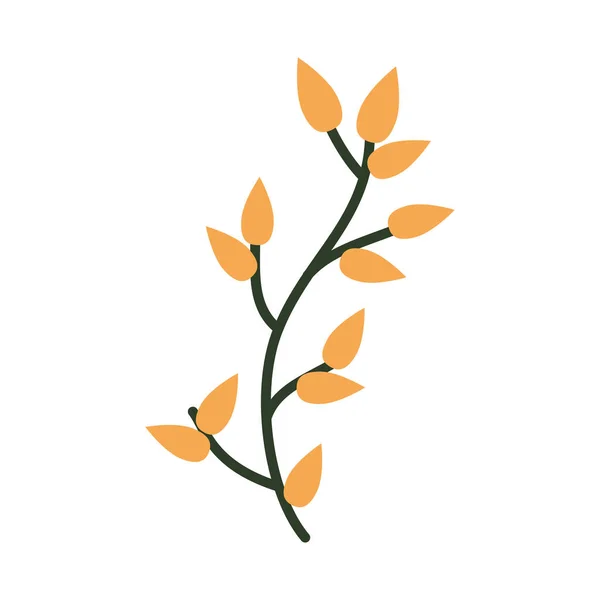 Rama hojas icono, media línea medio color estilo — Vector de stock