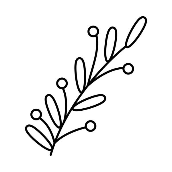Brnach με φύλλα και μούρα, γραμμή στυλ — Διανυσματικό Αρχείο
