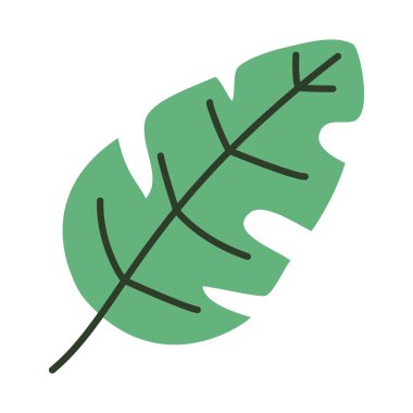 Tropikal yaprağın simgesi, yarı çizgi yarı renk