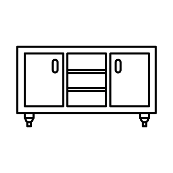 Concepto de muebles, icono del gabinete, estilo de línea — Archivo Imágenes Vectoriales