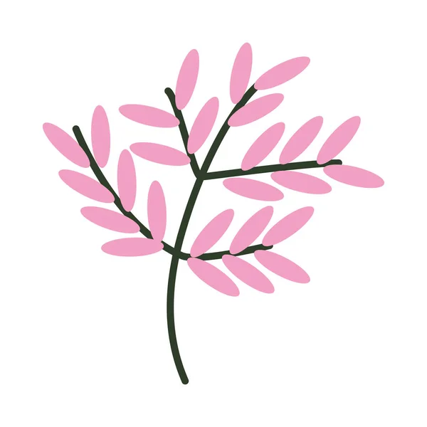 Branche avec icône feuilles, demi ligne demi style couleur — Image vectorielle