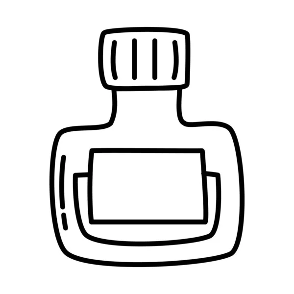 Значок бутылки чернил, стиль линии каракулей — стоковый вектор