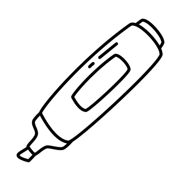 Concept stationnaire, icône surligneur, style ligne doodle — Image vectorielle