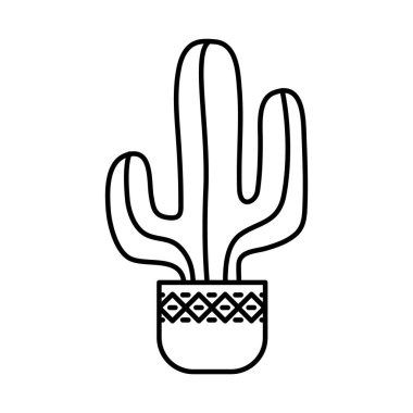 Kaktüs çömlek simgesinde, çizgi stili