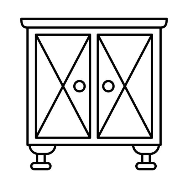 Bútor koncepció, asztal vége ikon, vonal stílus — Stock Vector