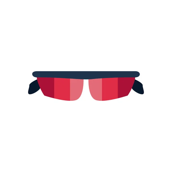 Lunettes de sport avec lentille rouge, style plat en fond blanc — Image vectorielle